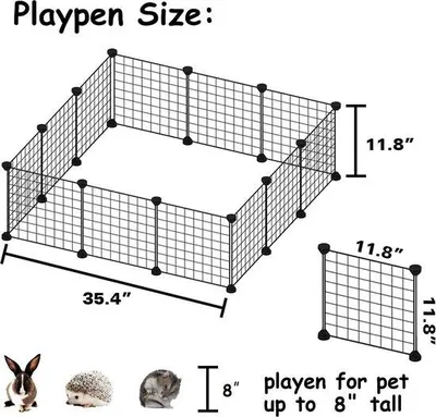 Image de Cage en plastique pour animaux, petits animaux et cochons d'Inde, à assembler soi-même, noire, 35 x 35 cm, 12 panneaux
