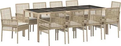 Image de vidaXL Ensemble de jardin 11 pcs Beige Poly-Rotin