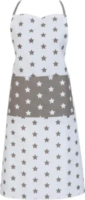 Obrázek produktu pro Uniqoos® Kuchyňská zástěra Clayre & Eef – 100% bavlna, motiv hvězdiček, barva taupe/bílá, rozměry 70 x 85 cm – ideální pro moderní interiéry