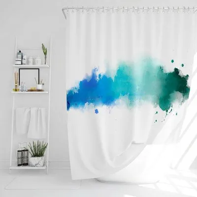 Produktbild von Duschvorhang 180x200cm Blau-Türkis-Grün 100% Polyester wasserdicht