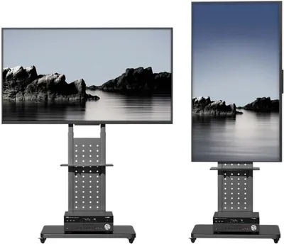 Produktbild von Rollbarer TV-Ständer – Vertikal schwenkbarer Fernseher – Standfuß für Bildschirme von 32-65 Zoll – Maximale Belastung: 50 kg – Höhenverstellbar