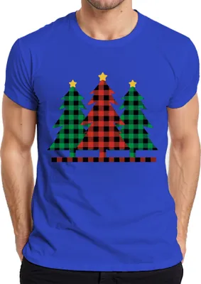 Produktbild von Weihnachtsbaum Karo Kariert - Weihnachten Weihnachtsgeschenk Christmas Herren T-Shirt, Blau, XXL