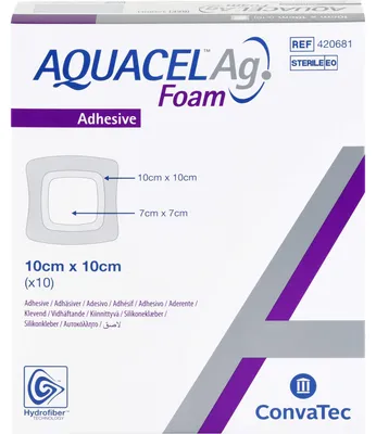 Image de Aquacel Ag Foam pansement adhésif 10x10 cm 10 pces