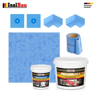 Dichtset Flüssigfolie HLZ 4kg Quarzgrund Dichtband Dichtbahn Bad Balkon Dusche