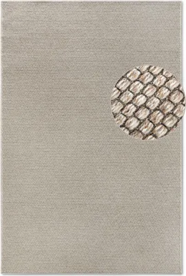 Zdjęcie produktu dla Dywan wełniany pętelkowy 160x230cm, ręcznie tkany beżowy jednokolorowy