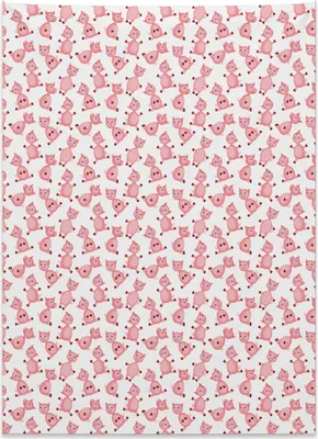 Produktbild von Abakuhaus Schwein Wandteppich, Cartoon lächelnde Tiere aus Weiches Mikrofaser Stoff Kein Verblassen Klare Farben Waschbar, 110 x 150 cm, Hellrosa Weiß und Braun