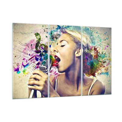 Produktbild von Bilder auf glas - Singen mikrofon energie - 165x110cm - Glasbilder - Wandbilder - Kunstdruck - zum Aufhängen bereit - Wanddekoration aus Glas - Glas Bilder - Wandbild auf Glas - GCE165x110-2622
