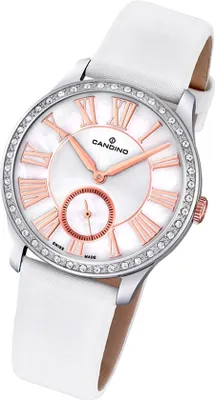Produktbild von Candino Damen Uhr Elegance C4596/1 Quarz Leder Armband-Uhr weiß Analog UC4596/1