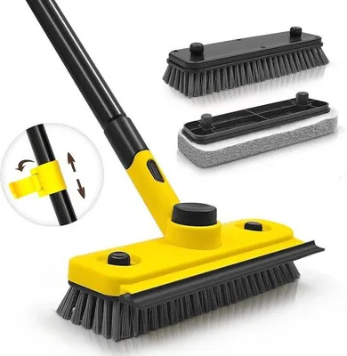Image de Brosse de nettoyage pour douche à long manche - Efficace et facile à utiliser - Jaune