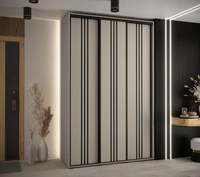 Obrázok produktu pre Šatníková skriňa INDIRA 6 - 160/60 cm, kašmír / čierna