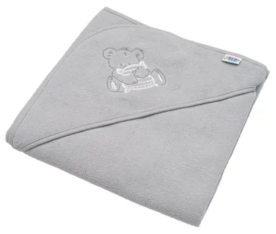 Obrázek produktu pro Dětská froté osuška s výšivkou a kapucí New Baby 80x80 šedý medvěd