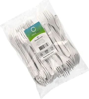 Obrázok produktu pre PAPSTAR 96427 PAPSTAR Mehrweg-Gabeln, Kunststoff weiß, 50 St.