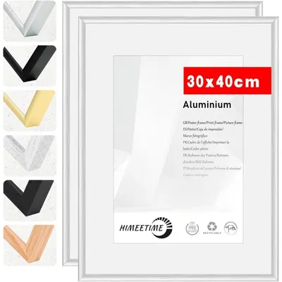 Produktbild von Bilderrahmen 30x40 cm Aluminium Silber Matt 2er Set Acrylglas Hoch-/Querformat