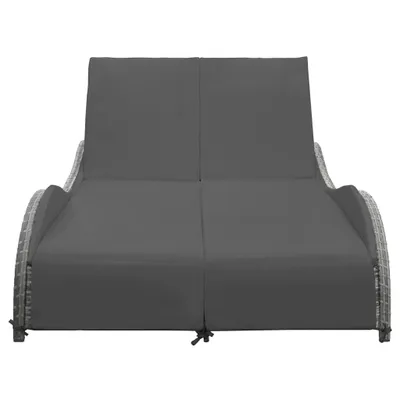 Immagine prodotto di Lettino Prendisole Doppio con Cuscino in Polyrattan Antracite