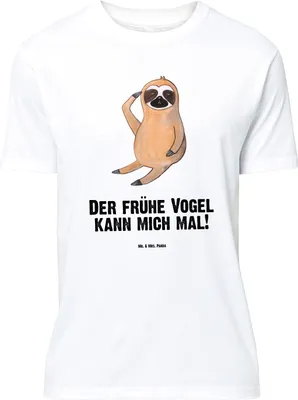 Produktbild von Mr. & Mrs. Panda T-Shirt Faultier Vogel - Weiß - Geschenk, Morgenmuffel, Jersey-Shirt, Faultiere, Tshirt, Shirt, mit Spruch, Spinner, S