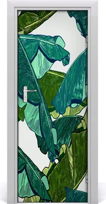 Produktbild von Tulup Türaufkleber 75x205 cm Dekorative Aufkleber Selbstklebend Wasserdichte Tapete Abnehmbar Schlafzimmer Wohnzimmer Wohnkultur - Bananenblätter