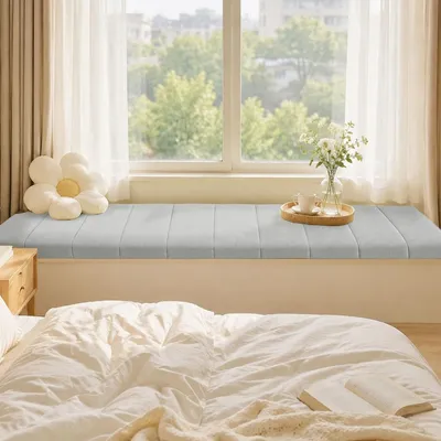 Productafbeelding van Bankkussen, 120 x 40 cm, met traagschuim, afneembare hoes, lichtgrijs