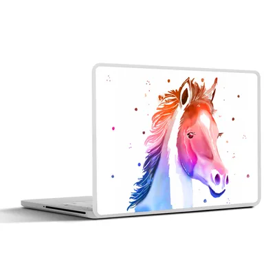 Produktbild von MuchoWow® Laptop Aufkleber Sticker Cover Pferd - Rosa - Lila - Mädchen - Kinder - Mädchen 31x22.5 cm - Laptop-Deko