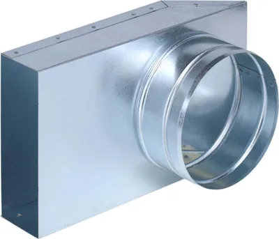 Produktbild von Flachkanal Übergang 90°, 150 x 50 mm auf Ø 125 mm