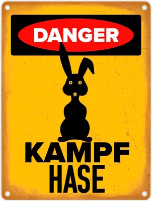 Produktbild von Danger Kampf Hase Metallschild in 15x20 cm mit Hasen Silhouette