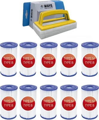 Produktbild von Bestway - Typ IV-Filter geeignet für Filterpumpe 58391 - 10 Stück & WAYS Scheuerbürste