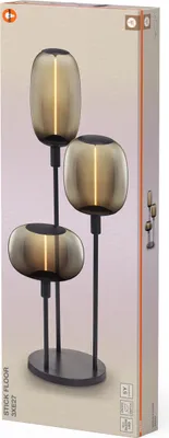 Produktbild von OSRAM DECOR STICK FLOOR Bodenleuchte, 3 x E27, dunkelgrau, Edelstahl, individuelle Lichtszenarien, ideal für Wohnbereiche, Fußbetriebsschalter, modernes Design, E27-Sockel, dekorativ