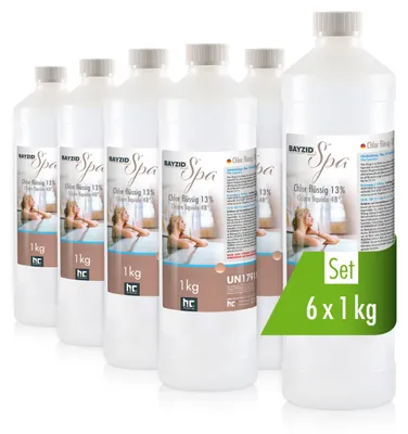 Produktbild von 6x1 kg BAYZID® SPA Flüssigchlor zur schnellen Wasserpflege von Whirlpools