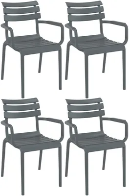Produktbild von CLP 4er Set Gartenstühle Paris wetterfeste Kunststoffstühle stapelbar bis 160 kg dunkelgrau