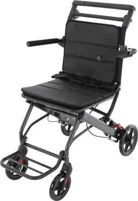 Produktbild von Rollstuhl - Faltbarer Reise-Rollstuhl - Tragbar - Leichter Aluminiumrahmen - Integrierte Handbremse - 2 Lenkrollen, 2 Feste Räder - Schwarz