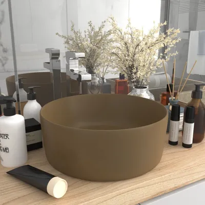 Obrázok produktu pre The Living Store okrúhle umývadlo Matt Cream 40x15 cm Keramika