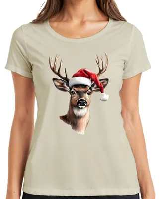 Immagine prodotto di Renna Cervo Corna di Babbo Natale Regalo di Natale Vintage Maglietta da donna, Natura, S
