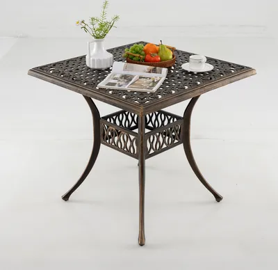 Zdjęcie produktu dla Stół ogrodowy COSTWAY z otworem na parasol, 80x80x75cm, kwadratowy stół balkonowy z aluminium, stół na patio dla 4 osób, stół ogrodowy do jadalni na zewnątrz