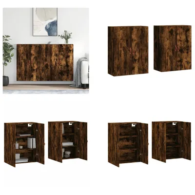 Produktbild von vidaXL Wandschränke 2 Stk. Räuchereiche 69,5x34x90 cm - Wandschrank - Wandschränke - Schrank - Lagerschrank