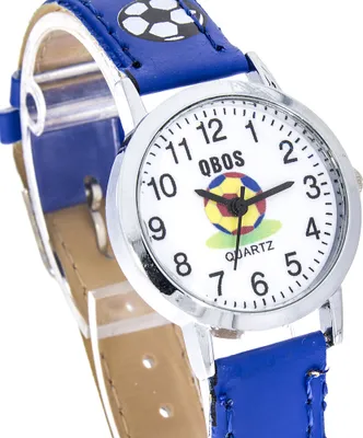 Produktbild von Kinderuhr Qbos Fußballmotiv blau