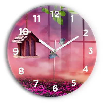 Produktbild von Wallfluent Wanduhr – Stilles Quarzuhrwerk - Uhr Dekoration Wohnzimmer Schlafzimmer Küche - Zifferblatt - weiße Zeiger - 30 cm - Vogelhaus