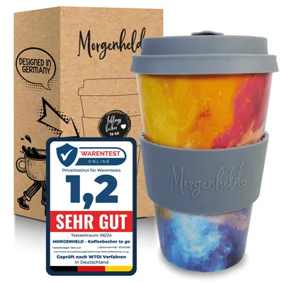 Porzellan Kaffeebecher to go 380 ml, Reisetasse mit Deckel