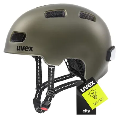 Produktbild von uvex City 4 - Leichter City-Helm für Damen und Herren - individuelle Größenanpassung - inkl. LED-Licht - Green Smoke matt - 55-58 cm