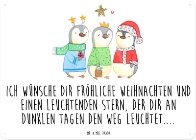 Produktbild von Mr. & Mrs. Panda Retro Blechschild Winterzeit Heilige drei Könige DIN A3 - Weiß - Geschenk, Wandbild, Winter, Heiligabend, Weihnachten, tafel, wandtafel, Weihnachtsmann