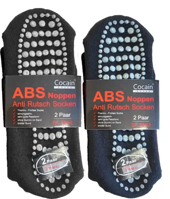 Produktbild von Cocain underwear Socken ABS Noppen rutschfest, Farben:2 Paar Anthrazit/2 Paar Schwarz, Gr.:47/50