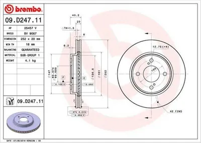 Produktbild von Bremsscheibe BREMBO 09.D247.11