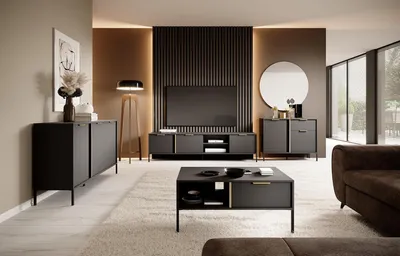 Produktbild von KEF Wohnzimmermöbel-Set Lukas – Kommode 103,3x81,4x39,5 cm – Kommode 153,1x81,4x39,5 cm – Tisch 202,9x53,4x39,5 cm – Couchtisch 96,9x44,4x60 cm