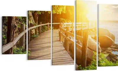 Produktbild von Bild auf Leinwand - Leinwandbild - Brücke Meer Welle - 100x60cm - Wand Bild - Wanddeko - Wandbilder - Leinwanddruck - Bilder - Kunstdruck - Wanddekoration - Leinwand bilder - Wandkunst - EG100x60-3876