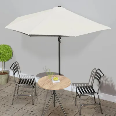 Zdjęcie produktu dla vidaXL Parasol balkonowy z aluminiowym drążkiem w kolorze piaskowym 300x155 cm Półokrągły