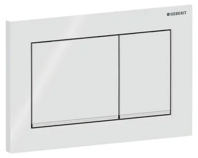 Produktbild von Geberit Omega20 Betätigungsplatte, eckig 2-M-Sp., weiß glänzend / chrom glänzend