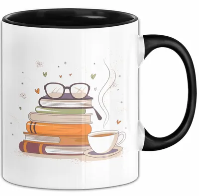 Produktbild von Bücherwurm Tasse Geschenk Lustige Geschenkidee Spruch Für Lese Liebhaber (Schwarz)