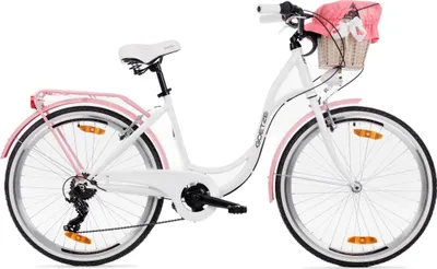 Produktbild von Goetze Mood 26 Zoll City Bike, 17 Zoll Tiefeinsteiger, 6-Gang Shimano Tourney, V-Bremse, LED-Beleuchtung, Gepäckträger, Korb mit Bezug