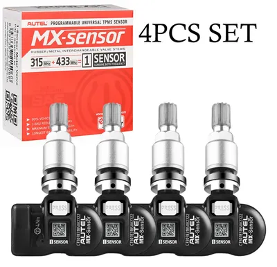 Immagine prodotto di Sensore TPMS, compatibile con frequenze di 315 MHz e 433 MHz, facile da installare, confezione da 4 sensori metallici