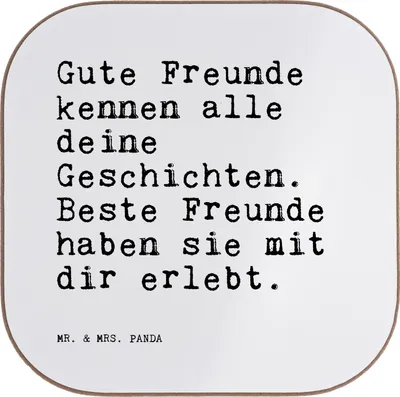 Produktbild von Mr. & Mrs. Panda Untersetzer Glas Gute Freunde kennen alle... - Weiß - Geschenk, Tassenuntersetzer, Freundin, Freund, beste, Coaster, Sprüche, Tasse, gläseruntersetzer