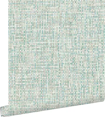 Zdjęcie produktu dla ESTAhome Tapeta tkana lniana tekstura popielatej miętowej zieleni 53 cm x 10.05 m