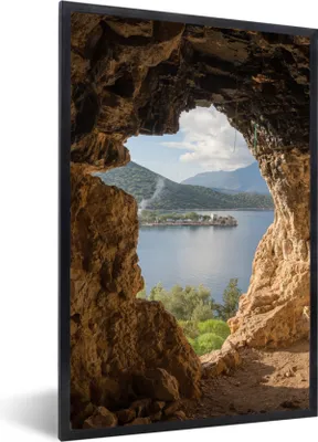 Produktbild von MuchoWow® Gerahmtes Poster Wasser - Höhle - Natur - Landschaft 20x30 cm - Poster mit Schwarzem Bilderrahmen Wandposter Rahmen Foto Bilder - Drucken - Bilder Poster im Rahmen